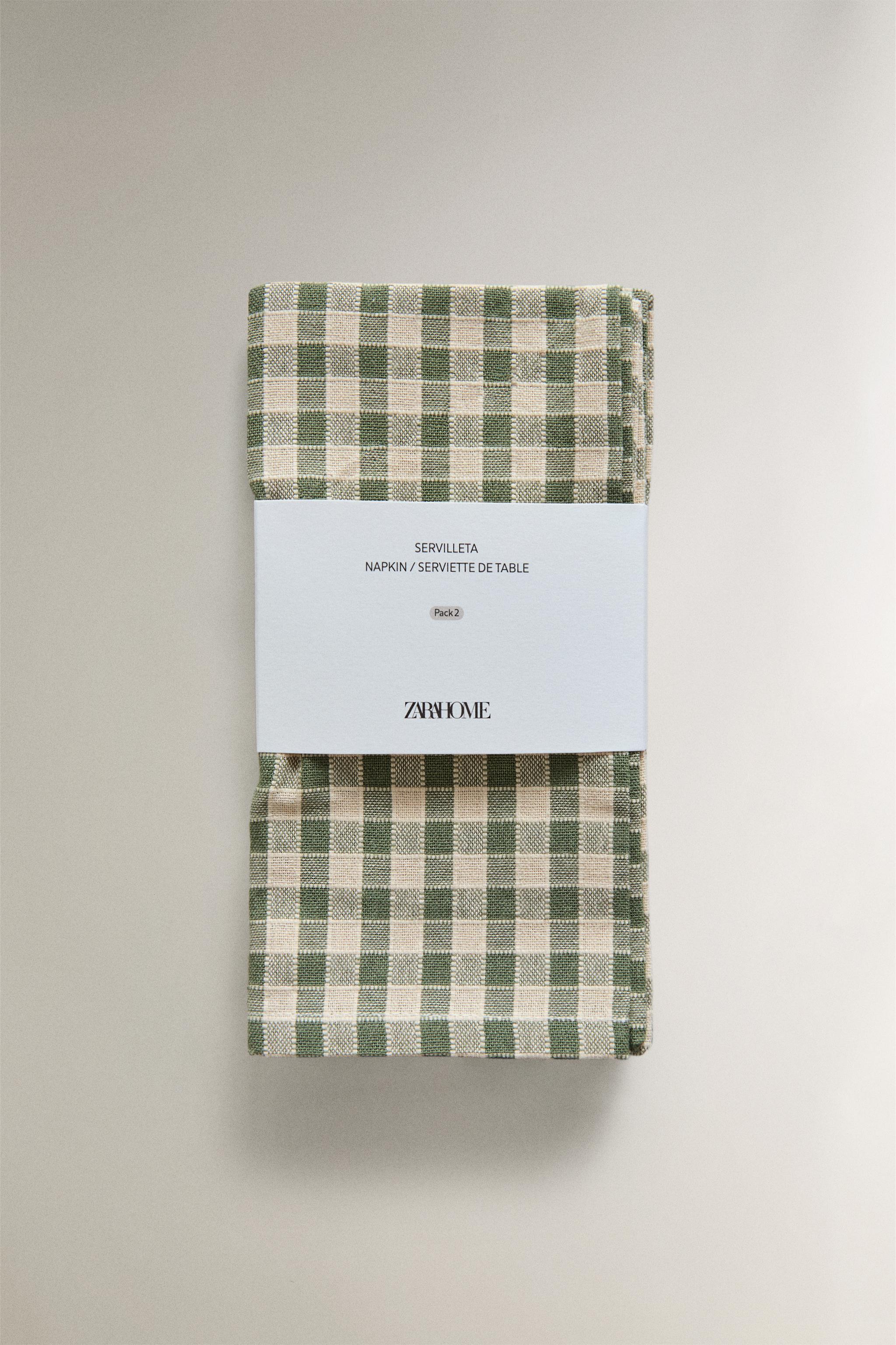 LOT SERVIETTES DE TABLE CARREAUX ET SURPIQÛRES (LOT DE 2)